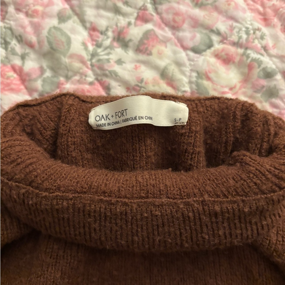 OAK + FORT Brown Cowl Neck Sweater